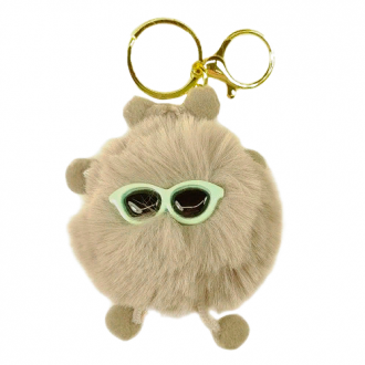 Creative Fluffy Keychain with Sunglasses
