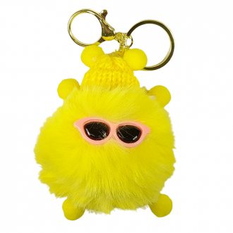 Creative Fluffy Keychain with Sunglasses