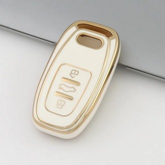 Car Key Cover for Audi A4, A5, A6, A7, Q5, 2007-2018, TPU, white