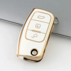 Car Key Cover for Ford B-Max, C-Max, Focus, Kuga, 2003-2018, TPU, white