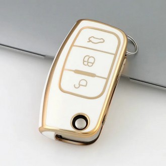 Car Key Cover for Ford B-Max, C-Max, Focus, Kuga, 2003-2018, TPU, white