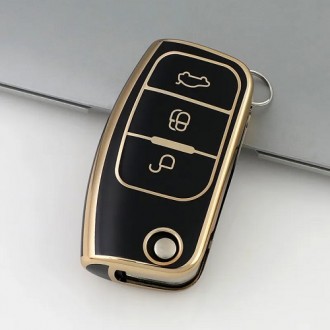 Car Key Cover for Ford B-Max, C-Max, Focus, Kuga, 2003-2018, TPU, black