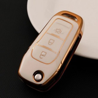 Car Key Cover for Ford Galaxy, Focus, Ranger, Mondeo, 2014-2023, TPU, white
