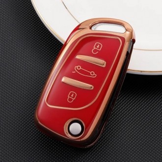 Car Key Cover for Citroen, Peugeot, 2010-2018, TPU, red