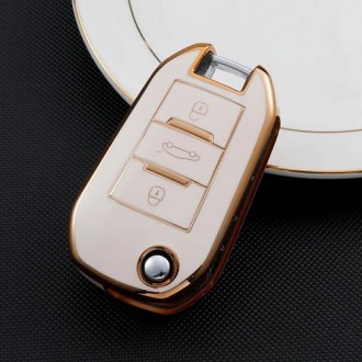 Car Key Cover for Citroen, Peugeot, Opel, 2012-2022, TPU, white