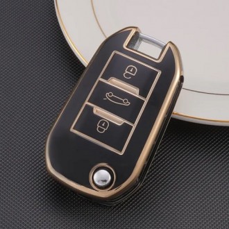 Car Key Cover for Citroen, Peugeot, Opel, 2012-2022, TPU, black