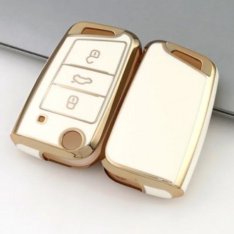 Car Key Cover for Seat, Skoda, Volkswagen, 2012-2020, TPU, white