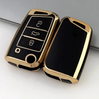 Car Key Cover for Seat, Skoda, Volkswagen, 2012-2020, TPU, black
