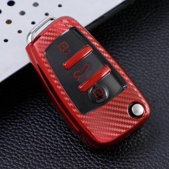 Car Key Cover for Audi A1, A3, A4, A6, Q7, 2004-2017, TPU, red