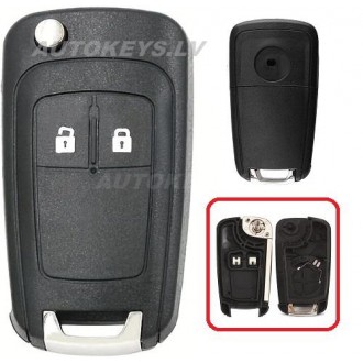 Remote key shell for Opel Adam, Astra J, Corsa, Insignia, Meriva 2009-2017 HU100 2 btn.