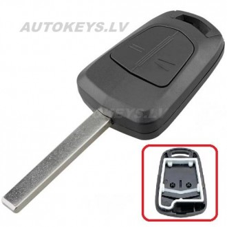 Remote key shell for Opel Astra, Corsa, Meriva, Vectra 2002-2014 HU100 2 btn.