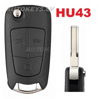 Flip key shell Opel Signum, Vectra HU43, 3 buttons Flip key shell Opel Signum, Vectra HU43, 3 buttons