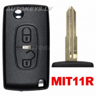 Flip key shell Citroen C-Crosser, C4 Aircross, Mitsubishi i-MiEV, Peugeot 4007 MIT11R 2 buttons
