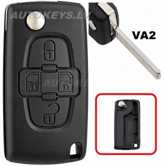 Flip key shell Peugeot 1007 2005 - 2009 VA2 4 buttons Flip key shell Peugeot 1007 2005 - 2009 VA2 4 buttons