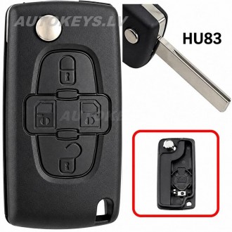 Flip key shell Citroen C8, Peugeot 807 HU83 4 buttons