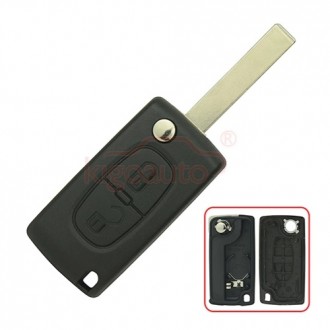 Flip key shell for Peugeot 207,307,308, Expert, Citroen C4,C5,C8 HU83 2 btn