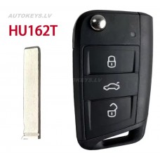 Flip key shell Seat Ateca, Leon, Skoda Fabia, Karoq, Volkswagen Golf Sportsvan, Tiguan HU162T, 3 buttons