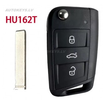 Flip key shell Seat Ateca, Leon, Skoda Fabia, Karoq, Volkswagen Golf Sportsvan, Tiguan HU162T, 3 buttons Flip key shell Seat Ateca, Leon, Skoda Fabia, Karoq, Volkswagen Golf Sportsvan, Tiguan HU162T, 3 buttons