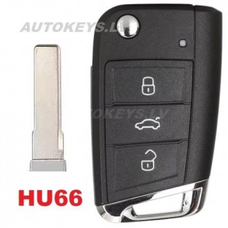 Flip key case for Seat Leon, Skoda Octavia, Volkswagen Golf 7 2012–2020 HU66, 3 buttons