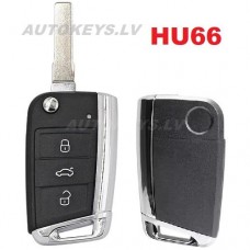Flip key case for Seat Leon, Skoda Octavia, Volkswagen Golf 7 2012–2020 HU66, 3 buttons