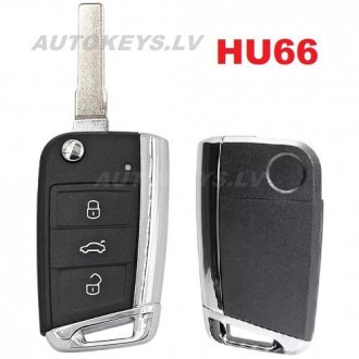 Flip key case for Seat Leon, Skoda Octavia, Volkswagen Golf 7 2012–2020 HU66, 3 buttons Flip key case for Seat Leon, Skoda Octavia, Volkswagen Golf 7 2012–2020 HU66, 3 buttons