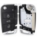 Flip key shell Seat Ateca, Leon, Skoda Fabia, Karoq, Volkswagen Golf Sportsvan, Tiguan HU162T, 3 buttons – skats 3 Flip key shell Seat Ateca, Leon, Skoda Fabia, Karoq, Volkswagen Golf Sportsvan, Tiguan HU162T, 3 buttons – skats 3